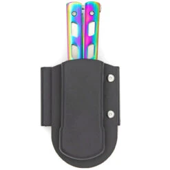 Rainbow Warrior Sunrise Butterfly Knife | Titanium Damascus | Drop Point | Holster Included -Daggers Store GBS35 68143.1691162881