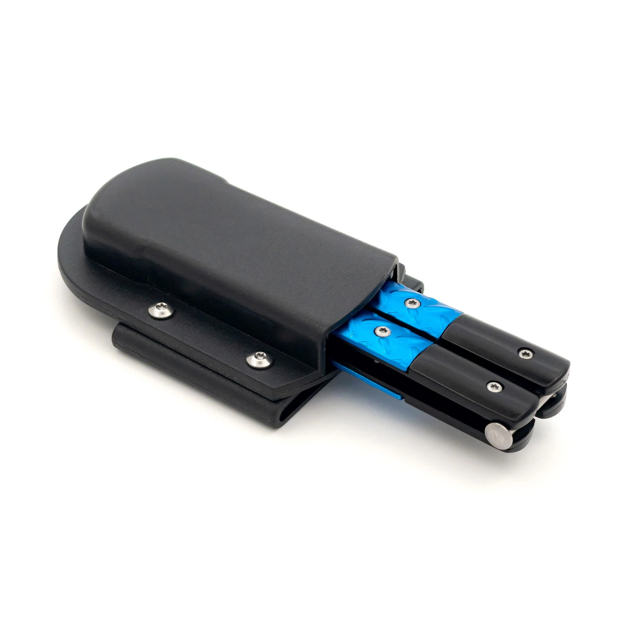 Azure Sky Butterfly Knife With Hard ABS Sheath | Titanium Damascus Steel | Drop Point Blade 6 Azure Sky Butterfly Knife With Hard ABS Sheath | Titanium Damascus Steel | Drop Point Blade - Image 6