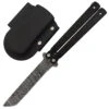 Black Butterfly Balisong Knife With Hard ABS Sheath | Tanto Point Blade | Damascus Steel