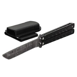 Black Butterfly Balisong Knife With Hard ABS Sheath | Tanto Point Blade | Damascus Steel 8 Black Butterfly Balisong Knife With Hard ABS Sheath | Tanto Point Blade | Damascus Steel -Daggers Store GBS47 D2 04 44527.1691421665