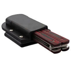 Micarta Simple Butterfly Red & Black Knife W/ ABS Belt Holster | Damascus Steel Blade | Tanto Point -Daggers Store GBS49 D2 01 28744.1691424608