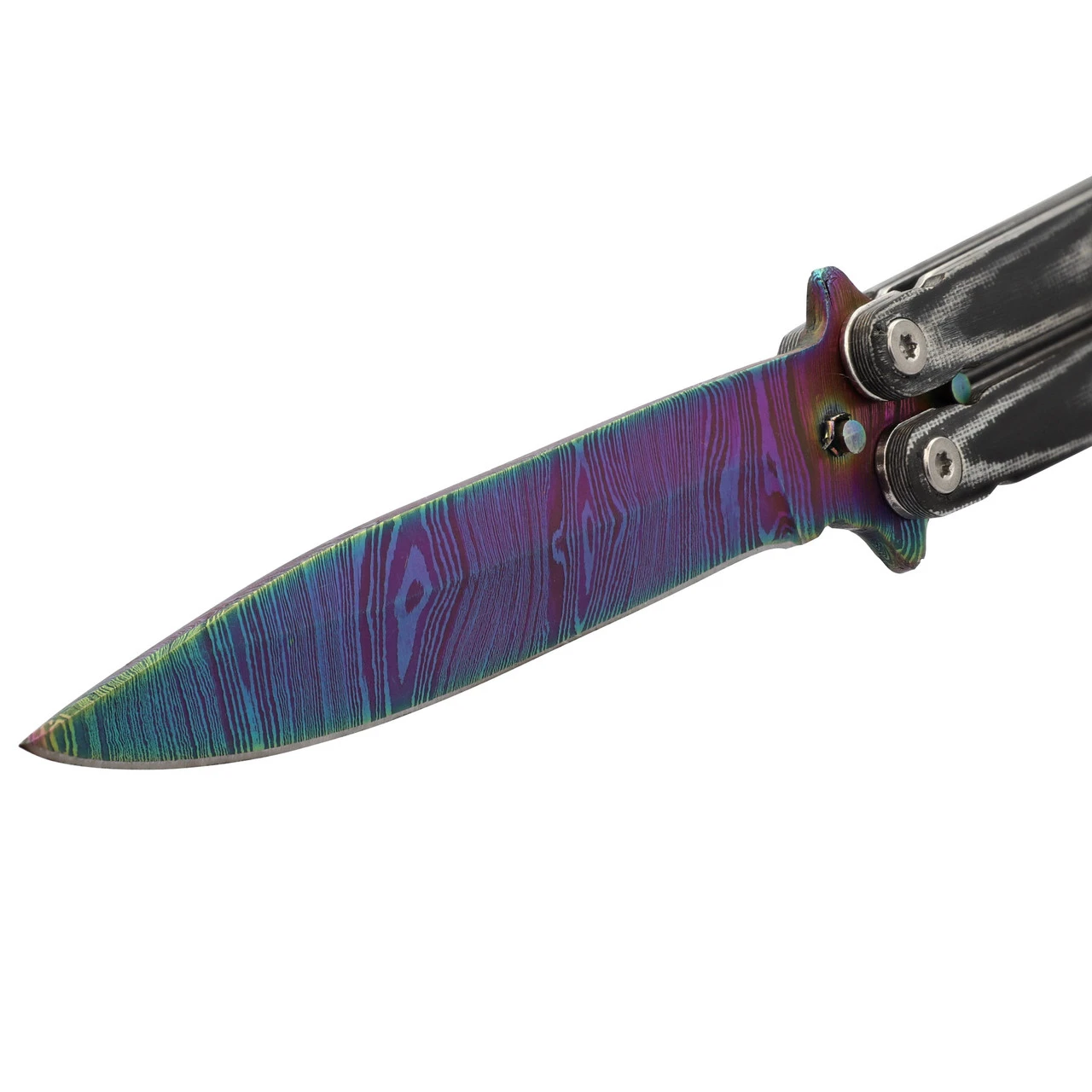 Micarta Simple Butterfly Black Knife | Titanium Damascus Steel Blade | Drop Point 3 Micarta Simple Butterfly Black Knife | Titanium Damascus Steel Blade | Drop Point - Image 3