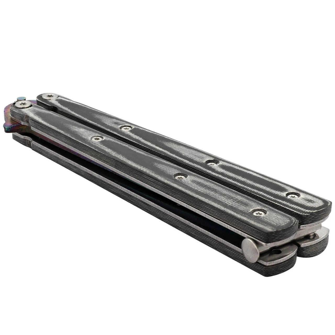 Micarta Simple Butterfly Black Knife | Titanium Damascus Steel Blade | Drop Point 4 Micarta Simple Butterfly Black Knife | Titanium Damascus Steel Blade | Drop Point - Image 4