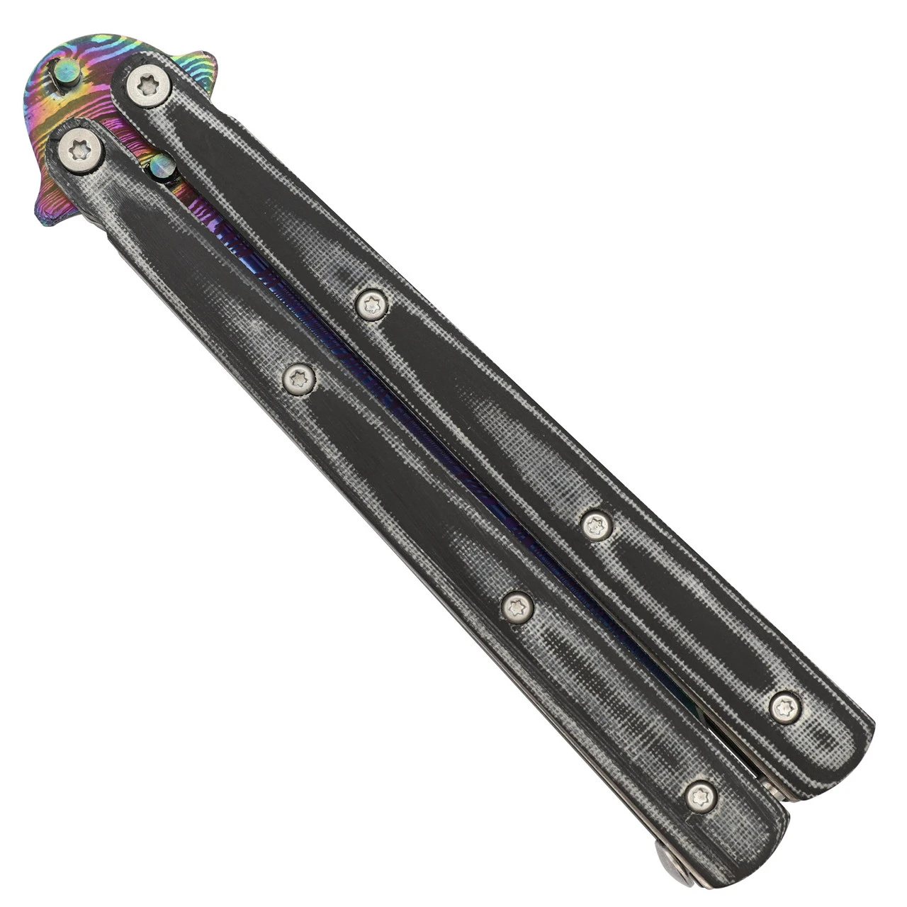 Micarta Simple Butterfly Black Knife | Titanium Damascus Steel Blade | Drop Point 2 Micarta Simple Butterfly Black Knife | Titanium Damascus Steel Blade | Drop Point - Image 2