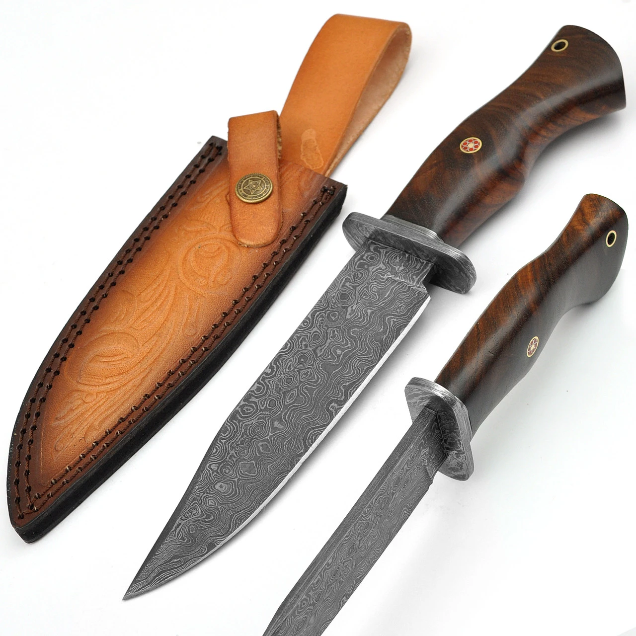 Damascus Steel East Indian Rosewood Handle Fixed Blade Hunting Knife 1 Damascus Steel East Indian Rosewood Handle Fixed Blade Hunting Knife