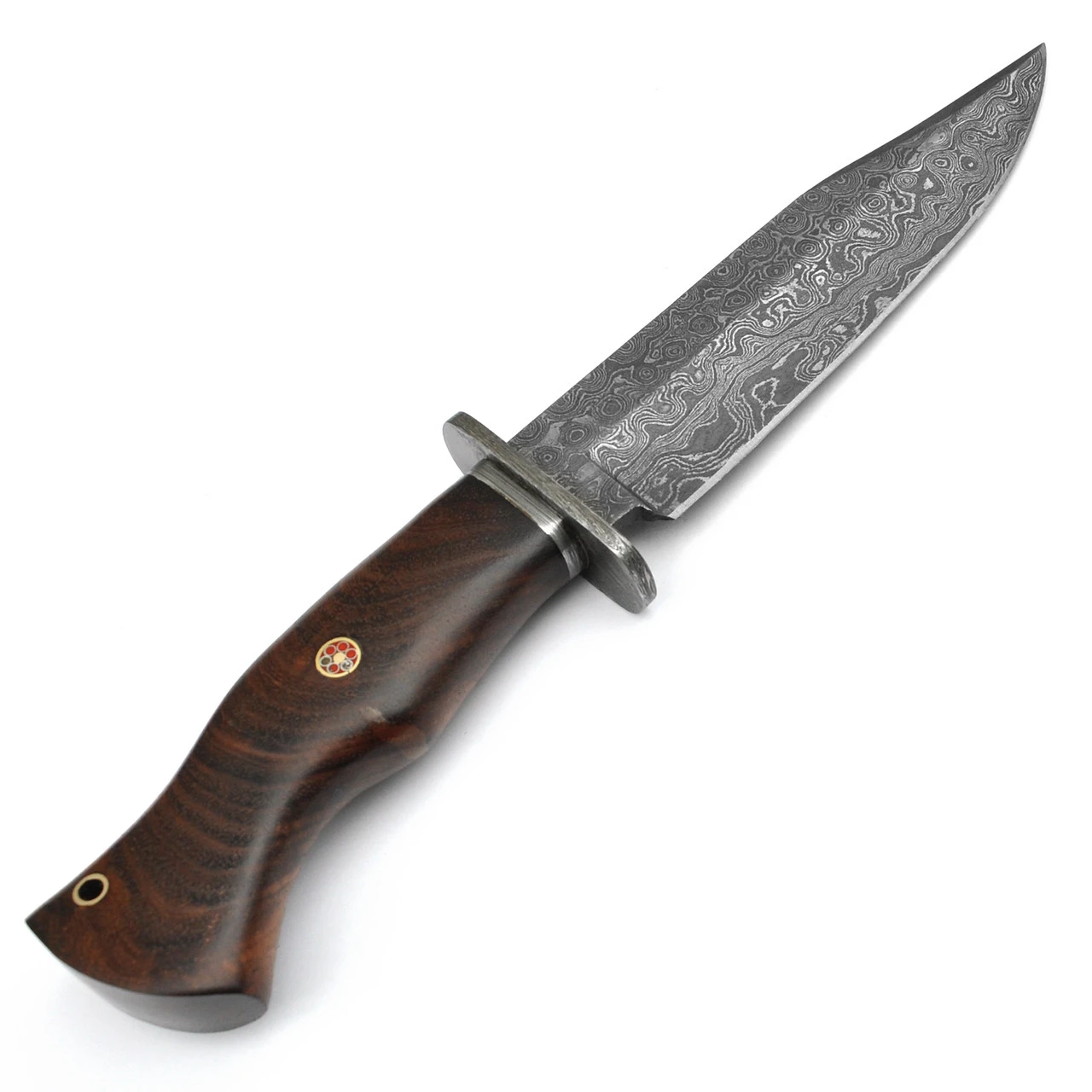 Damascus Steel East Indian Rosewood Handle Fixed Blade Hunting Knife 2 Damascus Steel East Indian Rosewood Handle Fixed Blade Hunting Knife - Image 2