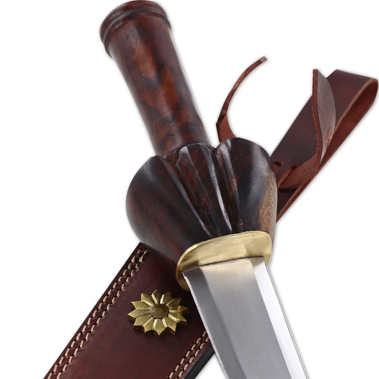 Hand Forged Medieval Style Bullock Dagger With Leather Sheath 5 Hand Forged Medieval Style Bullock Dagger With Leather Sheath - Image 5