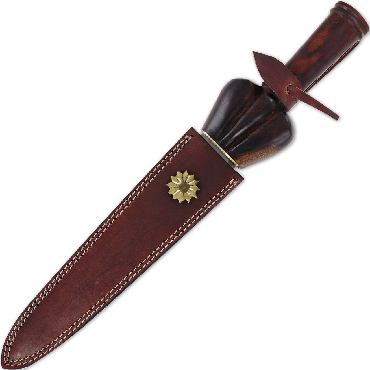 Hand Forged Medieval Style Bullock Dagger With Leather Sheath 4 Hand Forged Medieval Style Bullock Dagger With Leather Sheath - Image 4