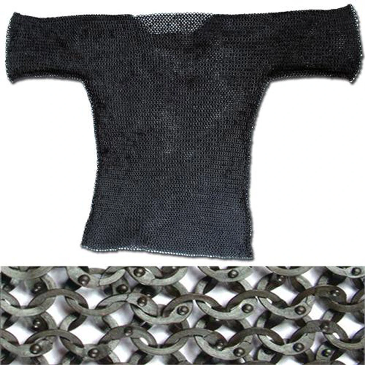 European Flat Ring Rivet Chain Mail Hauberk Black 1 European Flat Ring Rivet Chain Mail Hauberk Black