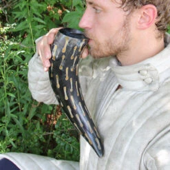 Fire Burned Medieval Drinking Horn With Black Leather Holder 6 Fire Burned Medieval Drinking Horn With Black Leather Holder -Daggers Store IN4212LHBK 84536.1564501891