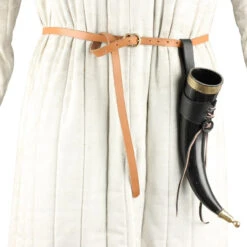 Brass Adorned Medieval Drinking Horn With Black Leather Holder 6 Brass Adorned Medieval Drinking Horn With Black Leather Holder -Daggers Store IN4232LHBK 54256.1564501953