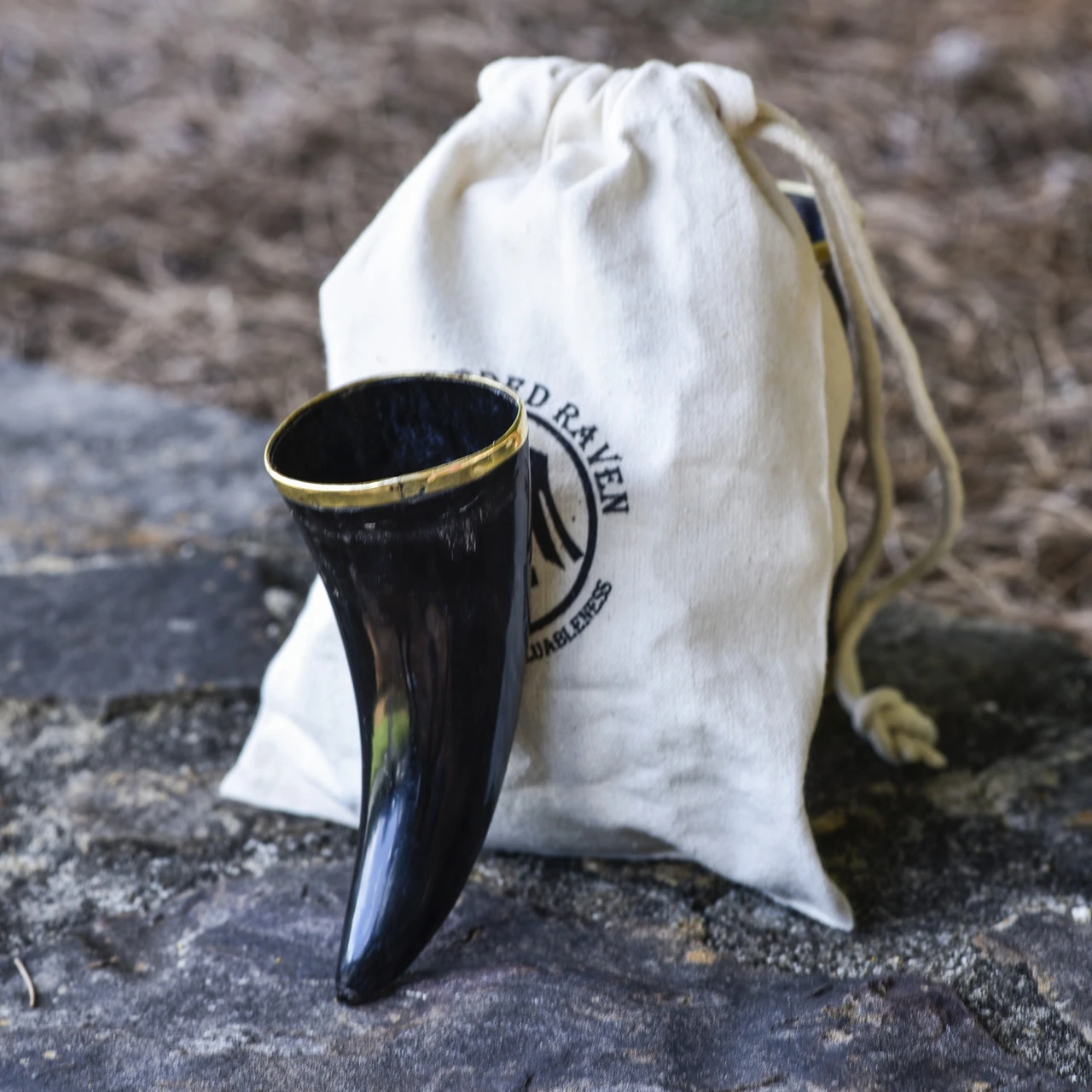 The Hooded Raven ™ 3-Piece Drinking Horn Shot Set Canvas Bag Carrier Included 2 The Hooded Raven ™ 3-Piece Drinking Horn Shot Set Canvas Bag Carrier Included - Image 2