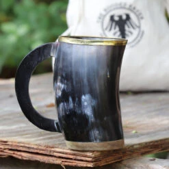 The Hooded Raven ™ Functional Pure Brass Rimmed Drinking Horn Mug Tankard Pouch Included 11 The Hooded Raven ™ Functional Pure Brass Rimmed Drinking Horn Mug Tankard Pouch Included -Daggers Store IN60834 . 13185.1599143551
