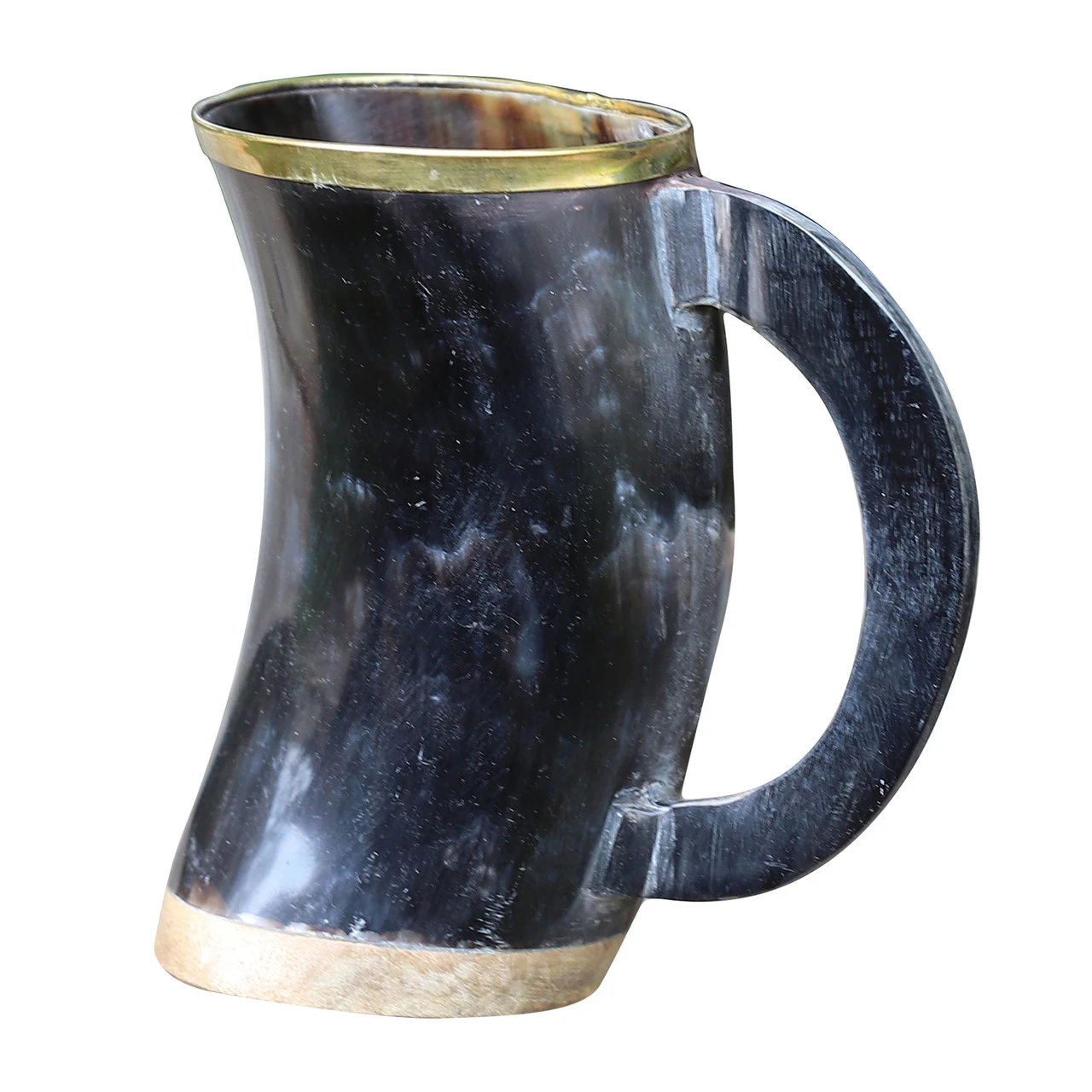 The Hooded Raven ™ Functional Pure Brass Rimmed Drinking Horn Mug Tankard Pouch Included 3 The Hooded Raven ™ Functional Pure Brass Rimmed Drinking Horn Mug Tankard Pouch Included - Image 3