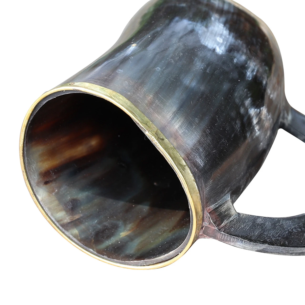 The Hooded Raven ™ Functional Pure Brass Rimmed Drinking Horn Mug Tankard Pouch Included 4 The Hooded Raven ™ Functional Pure Brass Rimmed Drinking Horn Mug Tankard Pouch Included - Image 4