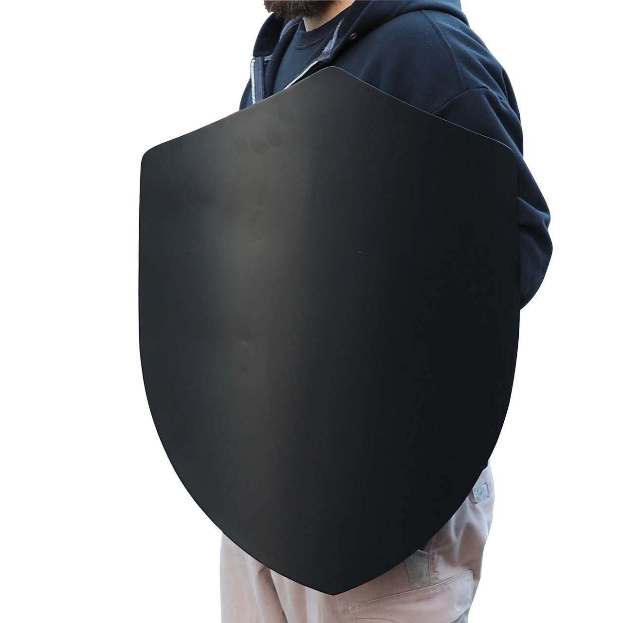 14th Century Four Point Functional Steel Matte Black Medieval Battle Shield 4 14th Century Four Point Functional Steel Matte Black Medieval Battle Shield - Image 4