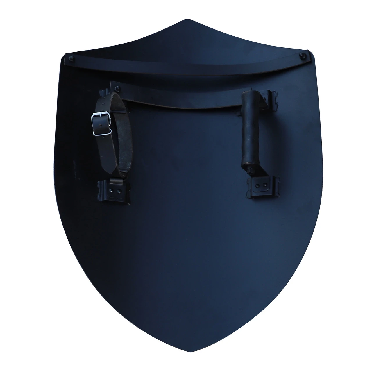 14th Century Four Point Functional Steel Matte Black Medieval Battle Shield 5 14th Century Four Point Functional Steel Matte Black Medieval Battle Shield - Image 5