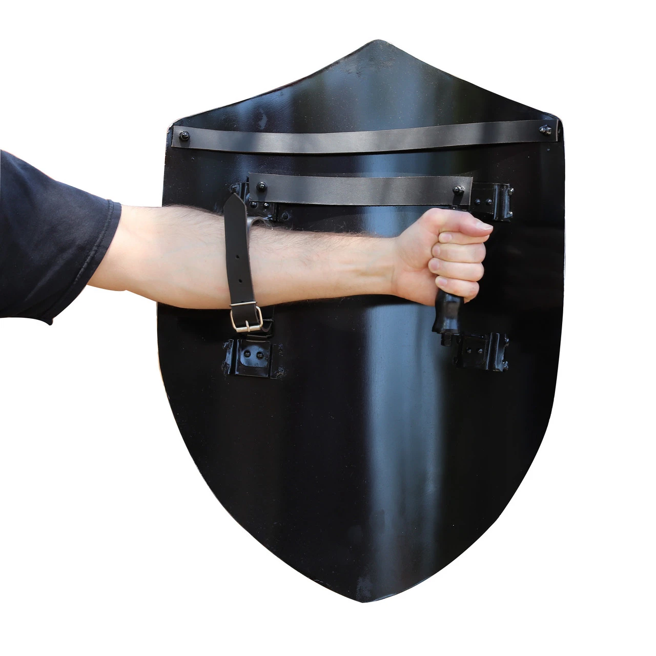 Functional 14th Century Four Point Steel Blank White Medieval Battle Shield 4 Functional 14th Century Four Point Steel Blank White Medieval Battle Shield - Image 4