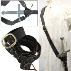 Sword Waist Hanger Leather Baldric -Daggers Store IN6415BK 80688.1564502691