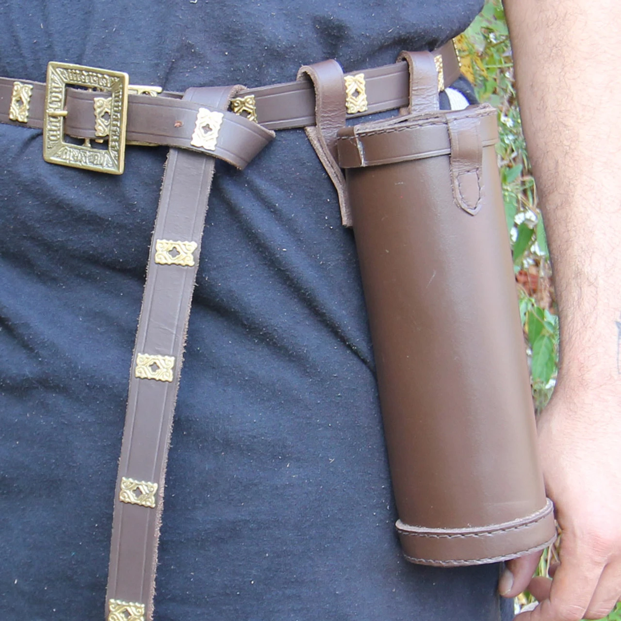 Medieval Leather Bottle Holder Brown 3 Medieval Leather Bottle Holder Brown - Image 3