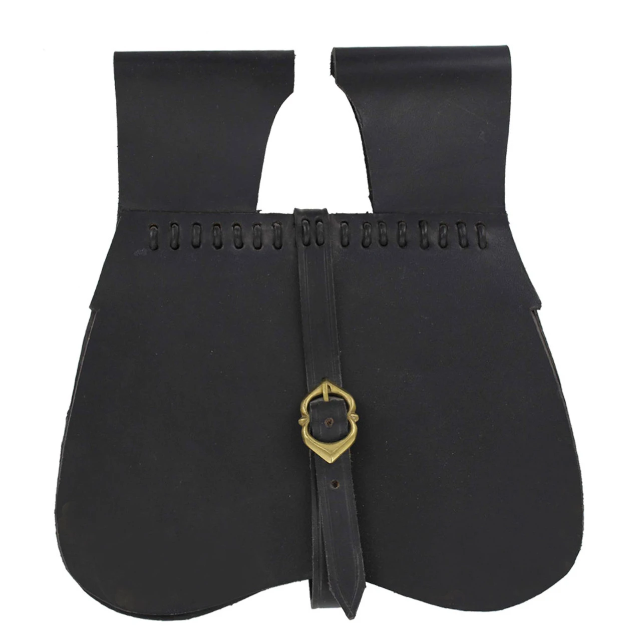 Medieval Renaissance Simple Black Leather Soldier Pouch 4 Medieval Renaissance Simple Black Leather Soldier Pouch - Image 4