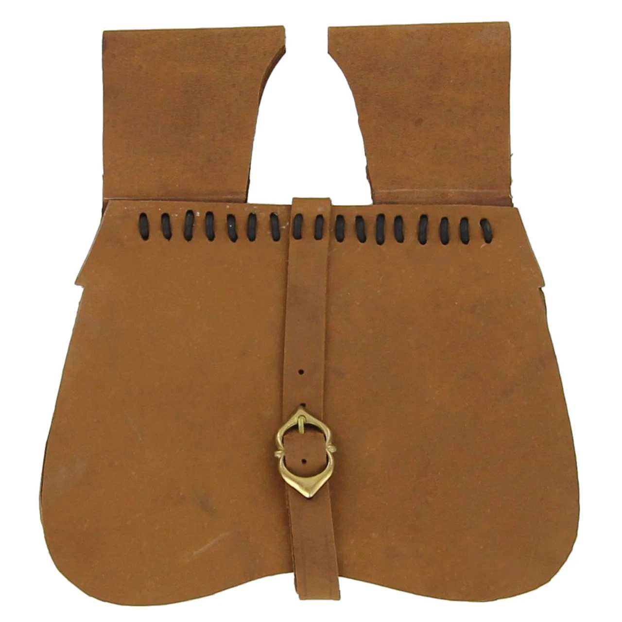 Medieval Renaissance Simple Natural Leather Soldier Pouch 2 Medieval Renaissance Simple Natural Leather Soldier Pouch - Image 2