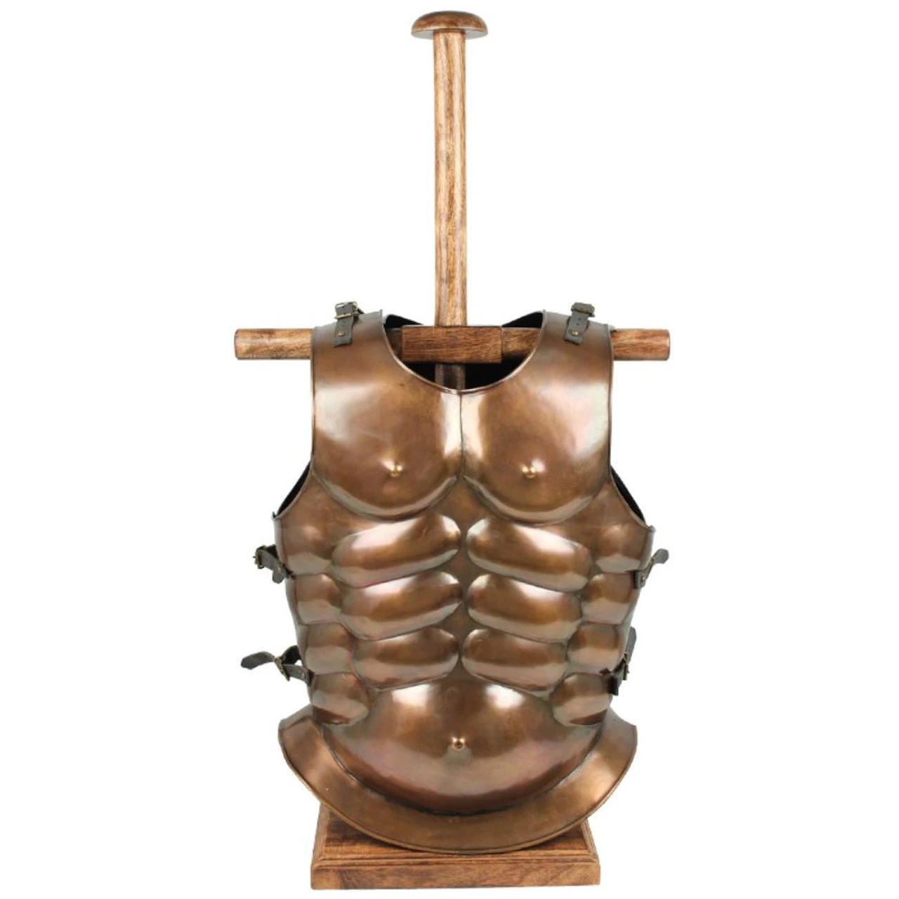 Armor Helmet & Breastplate Display Wooden Stand 1 Armor Helmet & Breastplate Display Wooden Stand
