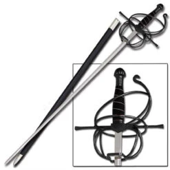 Rapier Spiral Swept Hilt Renaissance Sword Black 7 Rapier Spiral Swept Hilt Renaissance Sword Black -Daggers Store KS5918BK 56241.1564501529