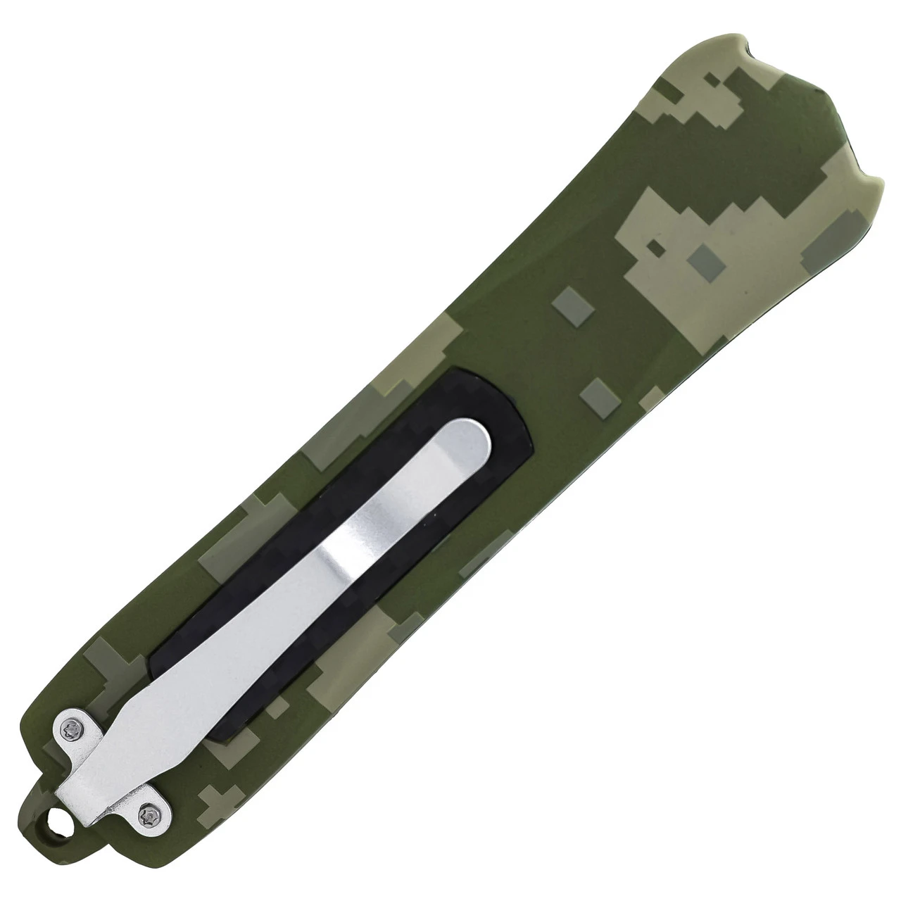 Tactical Silhouette Automatic Damascus Tanto OTF Block Camo Handle Knife W/ Textured Center Switch 3 Tactical Silhouette Automatic Damascus Tanto OTF Block Camo Handle Knife W/ Textured Center Switch - Image 3