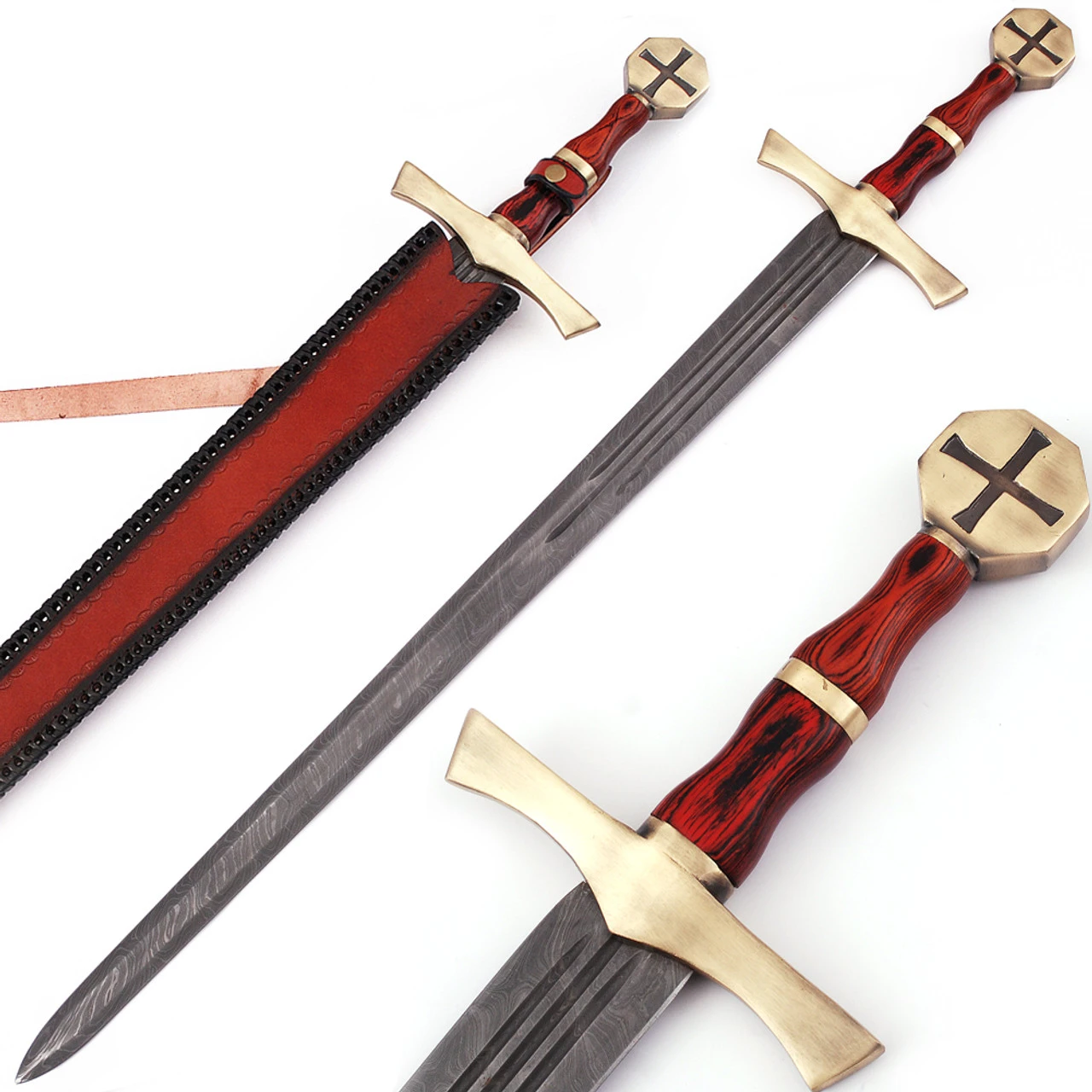 Descendent Of The Holy Knights Damascus Steel Templar Knight Sword 1 Descendent Of The Holy Knights Damascus Steel Templar Knight Sword