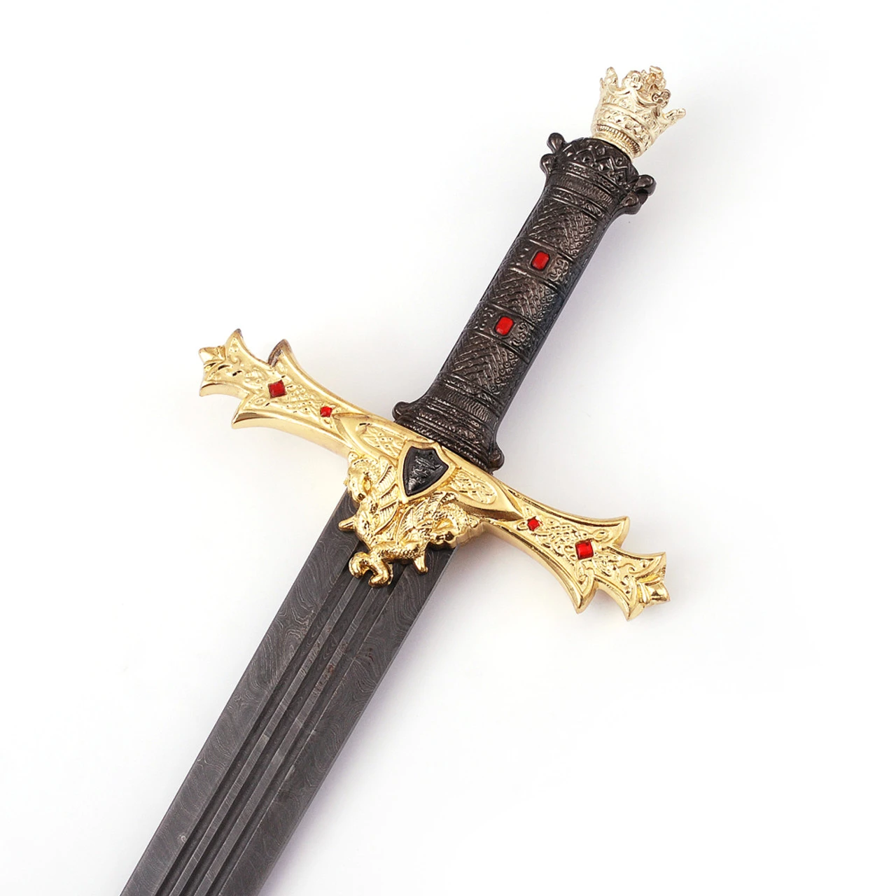 King Arthur Excalibur Gold Damascus Steel Medieval Sword 4 King Arthur Excalibur Gold Damascus Steel Medieval Sword - Image 4