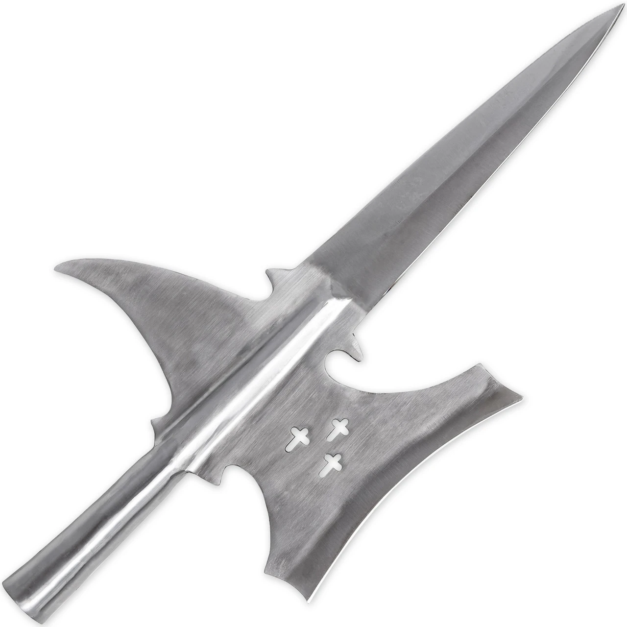 Coup De Grâce Medieval Functional Triple Edge Templar Knight Predrilled Historical Replica Halberd Spearhead 1 Coup De Grâce Medieval Functional Triple Edge Templar Knight Predrilled Historical Replica Halberd Spearhead