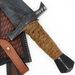 Old Stories Medieval Carbon Steel Full Tang Functional Reenactment Medieval Viking Dagger W/ Woven Twine Handle -Daggers Store SAMP151 20683.1680028896