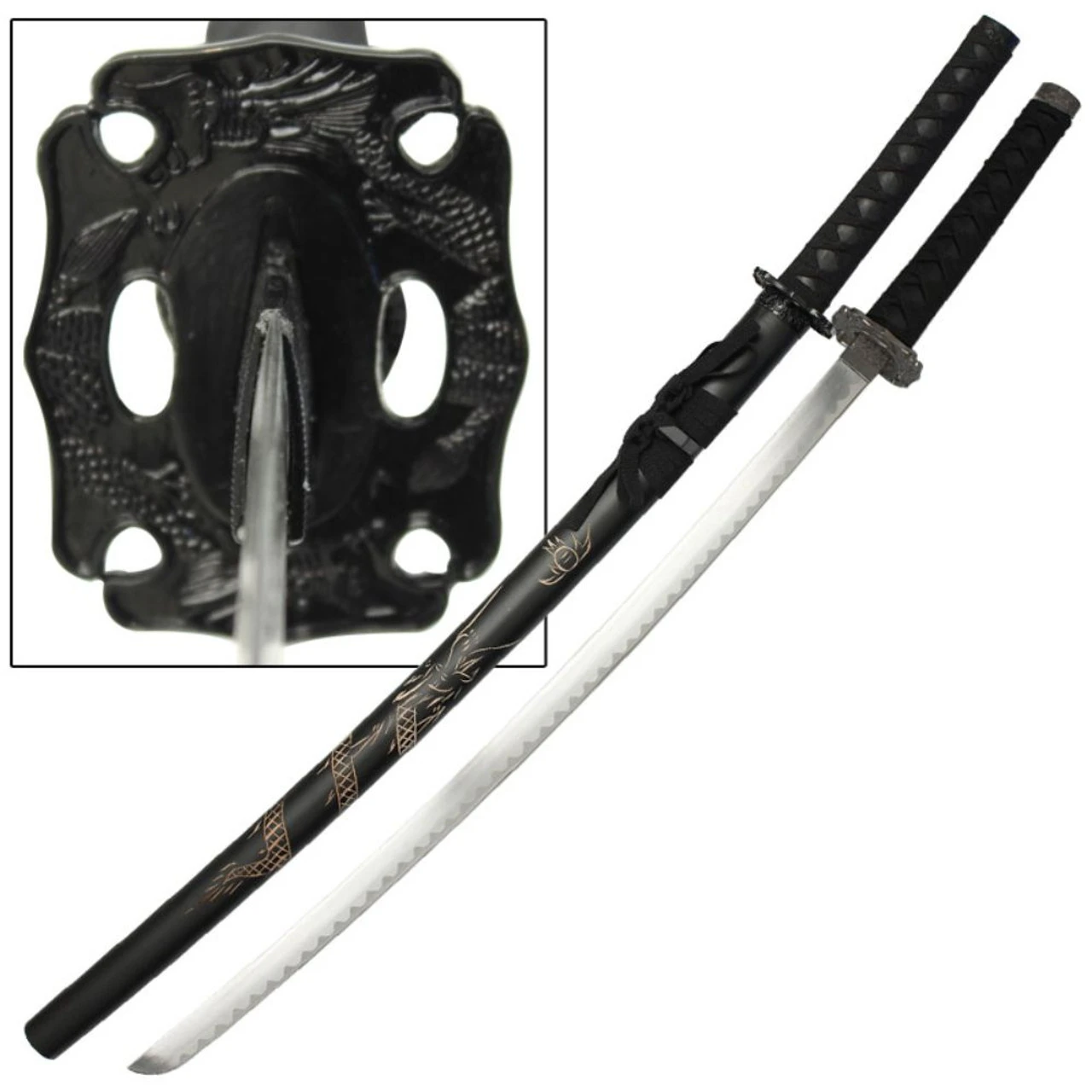 Double Japanese Dragon Samurai Katana Sword 4 Double Japanese Dragon Samurai Katana Sword - Image 4