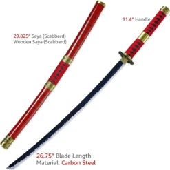 Zoro's Sandai Kitetsu Replica Sword | Patterned Hamon Blade Katana Carbon Steel 8 Zoro's Sandai Kitetsu Replica Sword | Patterned Hamon Blade Katana Carbon Steel -Daggers Store SS2439 33615.1645648169