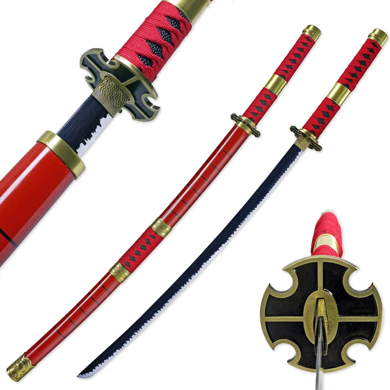 Zoro's Sandai Kitetsu Replica Sword | Patterned Hamon Blade Katana Carbon Steel 1 Zoro's Sandai Kitetsu Replica Sword | Patterned Hamon Blade Katana Carbon Steel