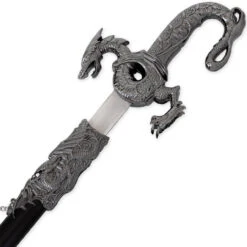 Sea Of Flames Dragon Serpent Silver Ceremonial Royal Dynasty Saber Sword W/ Hard Scabbard -Daggers Store SS2729 39439.1682449861