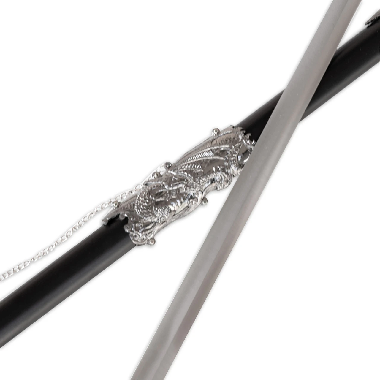 Ash-stained Wasteland Dragon Serpent Chinese Sword | Antiqued Silver Wyvern Ceremonial 37” Royal Dynasty Saber 5 Ash-stained Wasteland Dragon Serpent Chinese Sword | Antiqued Silver Wyvern Ceremonial 37” Royal Dynasty Saber - Image 5