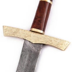 Elite Duelist Damascus Sword Floral Engraved Brass Guard And Pommel Leather Sheath Included 13 Elite Duelist Damascus Sword Floral Engraved Brass Guard And Pommel Leather Sheath Included -Daggers Store SSD2262 76457.1595341286