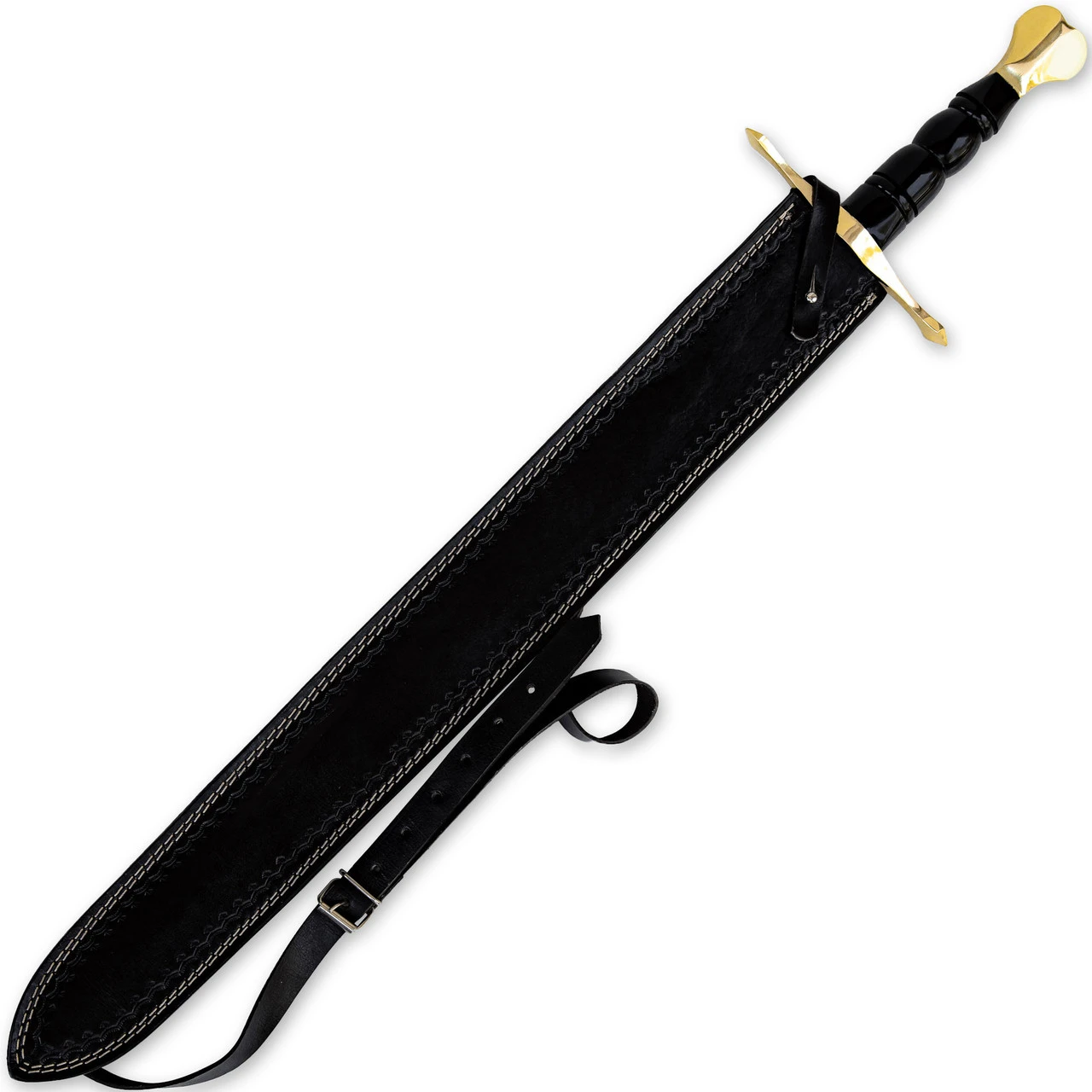 Jewel Of The Nation Medieval European Damascus Steel Arming Sword With Sheath 3 Jewel Of The Nation Medieval European Damascus Steel Arming Sword With Sheath - Image 3