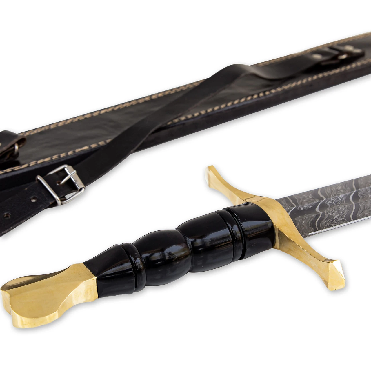 Jewel Of The Nation Medieval European Damascus Steel Arming Sword With Sheath 5 Jewel Of The Nation Medieval European Damascus Steel Arming Sword With Sheath - Image 5