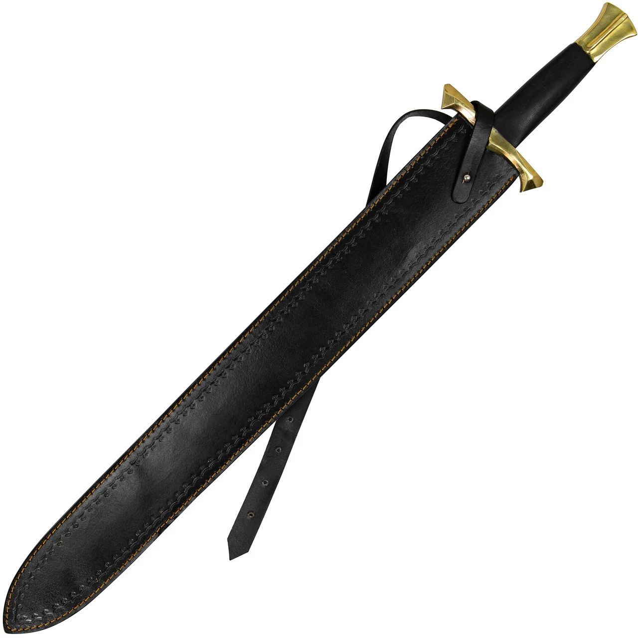 Pursuit Of Honor Medieval Damascus Steel Sword W/ Brass Hilt & Leather Wrapped Handle 2 Pursuit Of Honor Medieval Damascus Steel Sword W/ Brass Hilt & Leather Wrapped Handle - Image 2