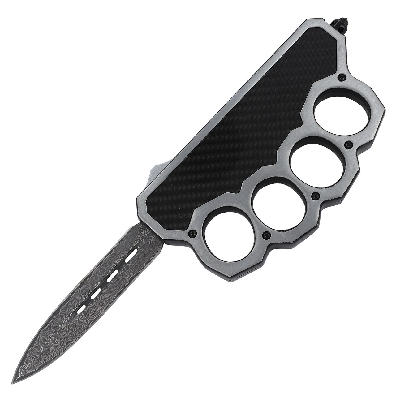 Devil’s Reject Damascus Steel Automatic Dual Action OTF Knuckle Trench Style Knife 2 Devil’s Reject Damascus Steel Automatic Dual Action OTF Knuckle Trench Style Knife - Image 2