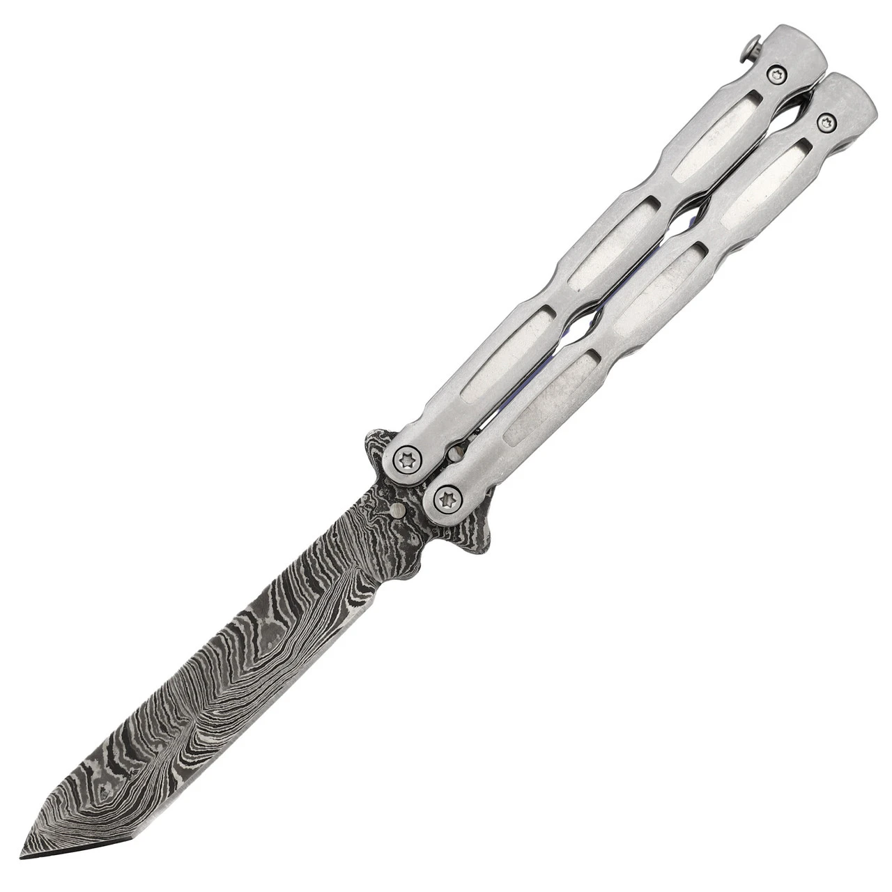 Unchained Balisong Butterfly Knife | Damascus Steel Blade | Tanto Point 1 Unchained Balisong Butterfly Knife | Damascus Steel Blade | Tanto Point