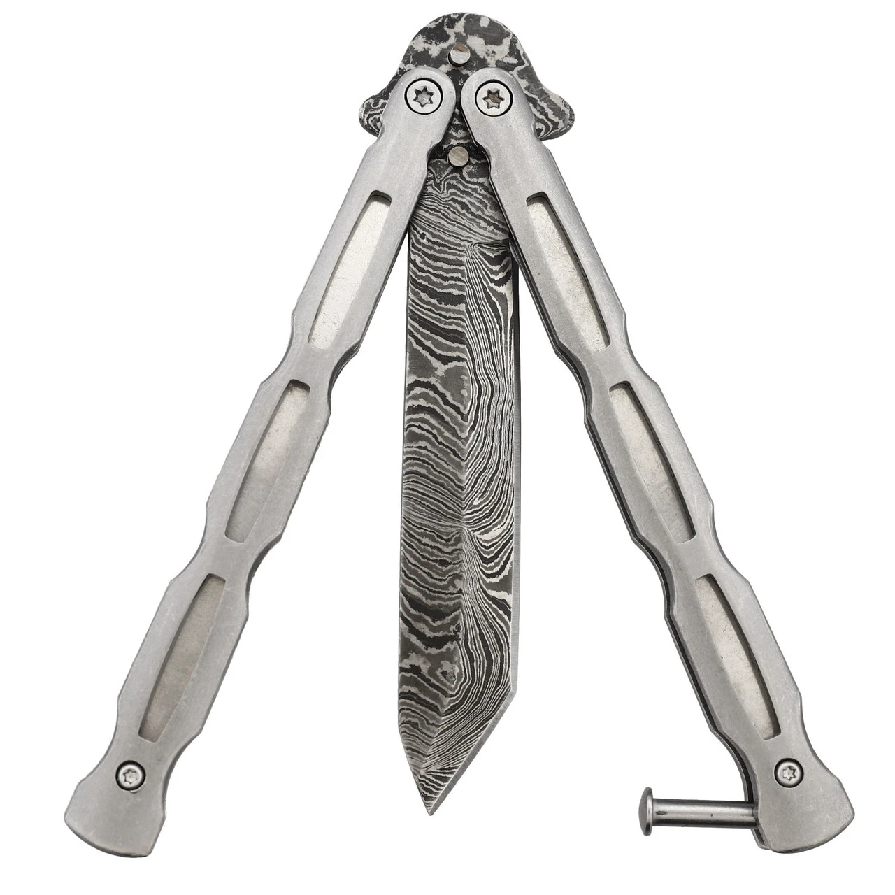 Unchained Balisong Butterfly Knife | Damascus Steel Blade | Tanto Point 2 Unchained Balisong Butterfly Knife | Damascus Steel Blade | Tanto Point - Image 2