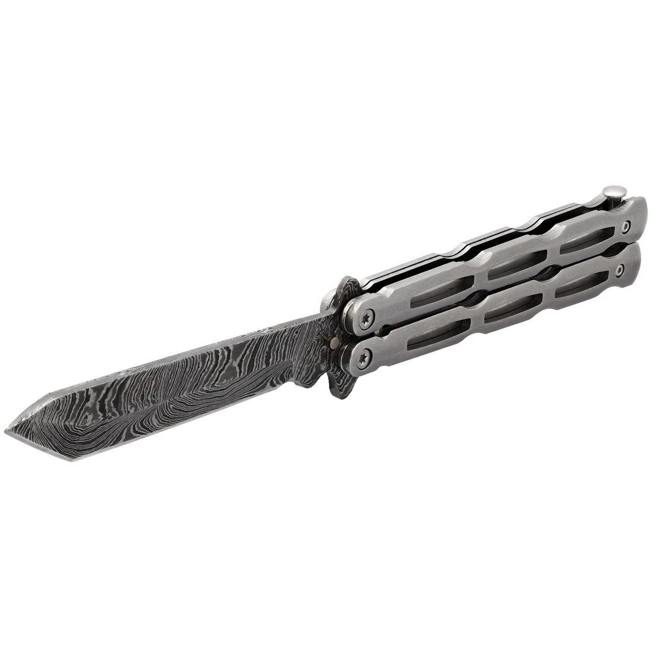 Unchained Balisong Butterfly Knife | Damascus Steel Blade | Tanto Point 4 Unchained Balisong Butterfly Knife | Damascus Steel Blade | Tanto Point - Image 4