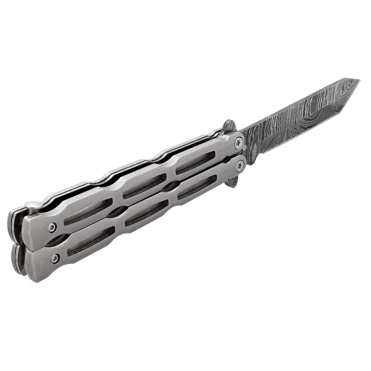 Unchained Balisong Butterfly Knife | Damascus Steel Blade | Tanto Point 3 Unchained Balisong Butterfly Knife | Damascus Steel Blade | Tanto Point - Image 3