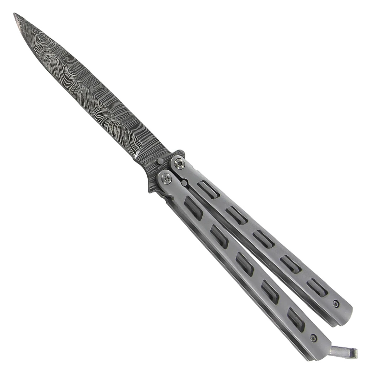 Damascus Steel Helter Skelter Butterfly Knife 4 Damascus Steel Helter Skelter Butterfly Knife - Image 4