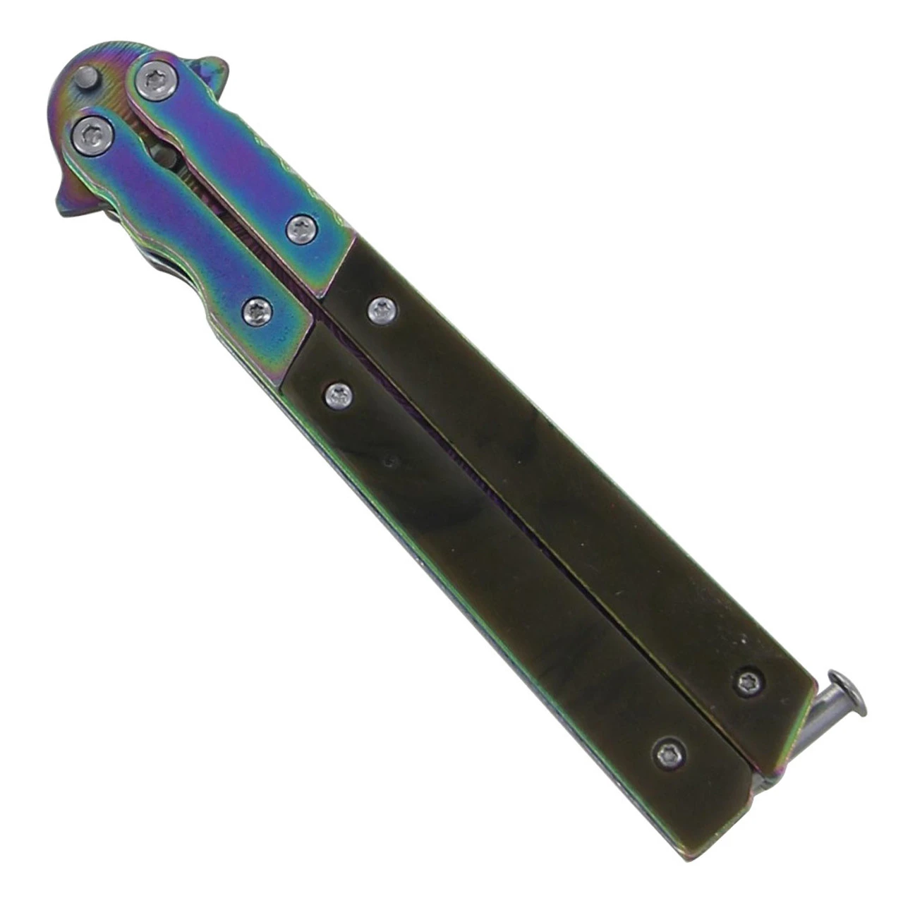 Damascus Steel Silent Highwayman Butterfly Knife 2 Damascus Steel Silent Highwayman Butterfly Knife - Image 2