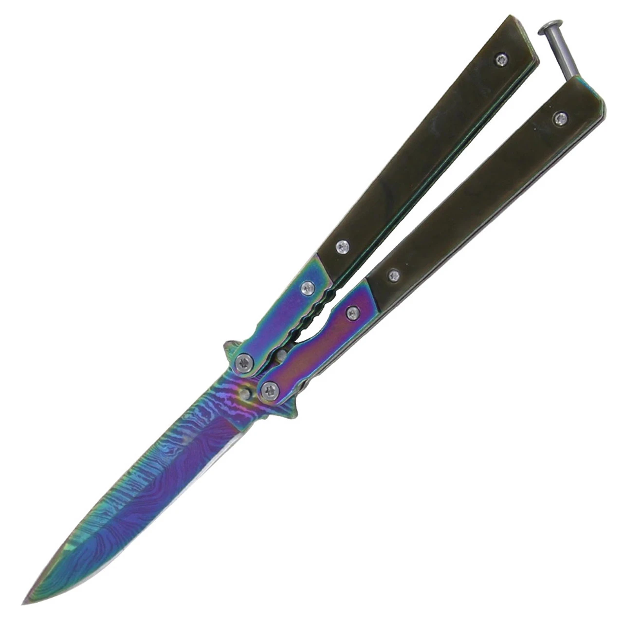Damascus Steel Silent Highwayman Butterfly Knife 3 Damascus Steel Silent Highwayman Butterfly Knife - Image 3